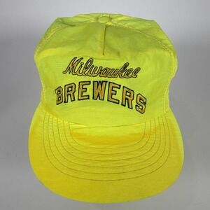 Vintage Milwaukee Brewers‎ MLB Neon Yellow Snapback Annco hat / Cap